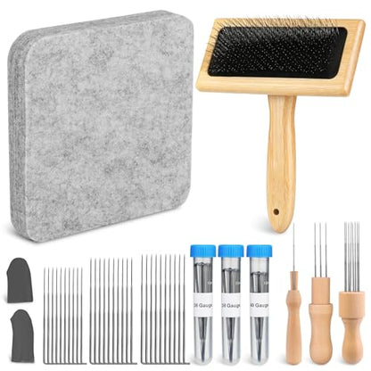 SOCNITC Needle Felting Tools Kit with 6"x6" Felting Mat and Wool Brush | Including Wool Carder Brush, 6"X6" Large Felting Mat And Finger Cots, Wool Felt Supplies for Diy Felting Projects - color: 6"x6" Needle Felting Mat