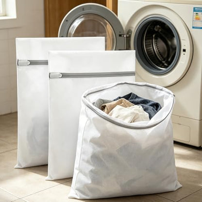 3Pcs Mesh Laundry Bags with Sturdy Zipper,washing Bags for Washing Delicates,Protect Clothes in Washing Machine for Home, College & Dorm (3 Large) - size: 3 Large