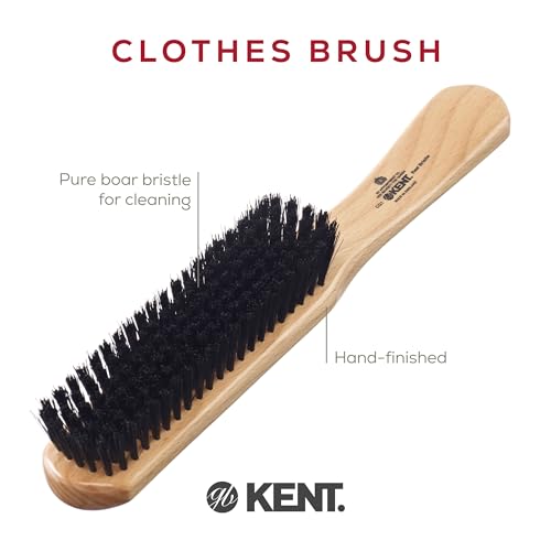 Kent CG1 Clothes Brush Cherrywood 100% Natural Black Bristle and Lint Remover Especially for Jeans or Corduroy Garments for Keeping Fabrics Free from Fibres, Fluff and Pet Hair. Made in England - style: CG1