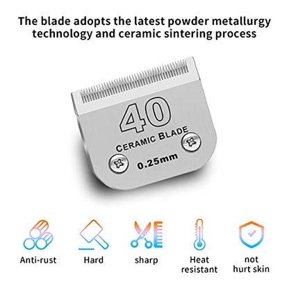 40# Dog Grooming Ceramic Blades,Compatible with Andis,Oster A5,Wahl KM10 | Size 40# Detachable Blade 1/100-Inch 0.25MM Cut Length,3 Pack - size: 3pc 40:1/100''(0.25mm)