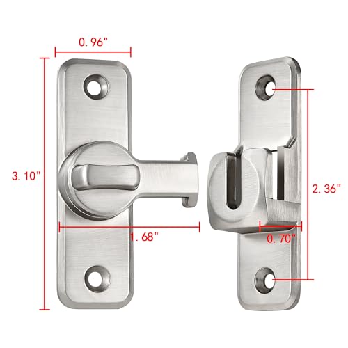 Silvery 90/180 Degree Flip Latch,Zinc Alloy Barn Door Latch - color: Silvery