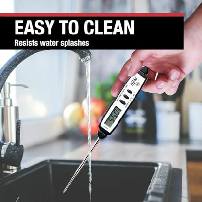 CDN Waterproof Digital Cooking Thermometer Instant Read 2.75" Stainless Shatterproof Ideal for Meat, Poultry, BBQ NSF Certified, Black (DT450X) - color: Black