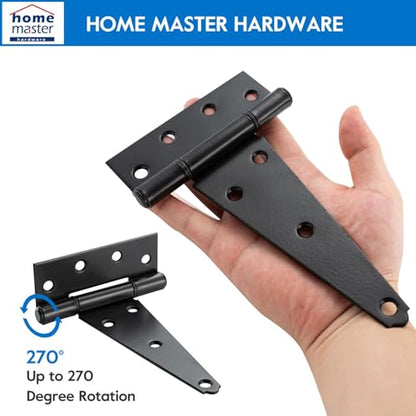 HOME MASTER HARDWARE 8" Heavy Duty Gate Hinges, 4 Pack T Strap Hinges - size: 8 in-4 Pack