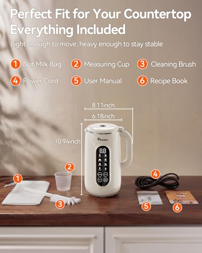 IAGREEA 10-in-1 Nut Milk Maker Machine, 42oz Soy Milk Blender - color: white