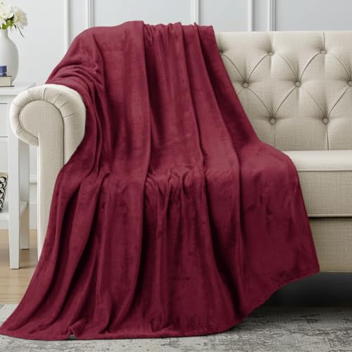 Utopia Bedding Soft Fleece Bed Blanket Throw Size Burgundy (50x60 Inch) - color: Burgundy, size: Throw (50x60 Inch)