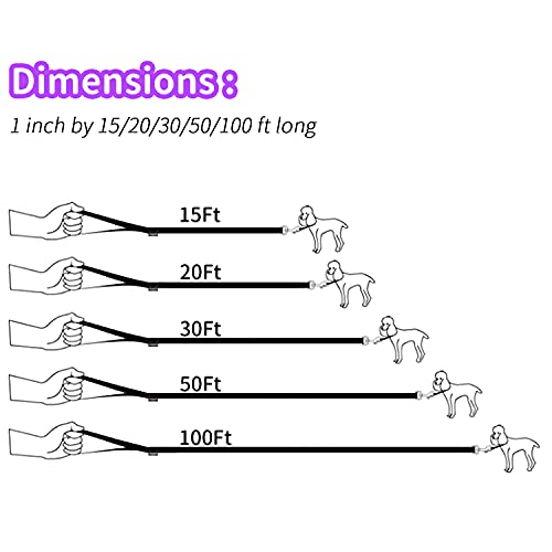 HIKISS Long Dog Leash Obedience Recall Training Agility Lead with Thickening Material for Large Dog - 15ft 20ft 30ft 50ft 100ft Training Leash(Purple 15ft) - color: T8:Large Dog Thicken purple, size: 15 Feet