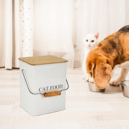 Farmhouse Cat Food Storage Container,6L Cat Food Canisters,Pet Foods Container Hold 5~6lbs Cat Food Treats,Airtight Cats food Storage with Lid and Scoop,Kibble Containers Countertop-White - color: white
