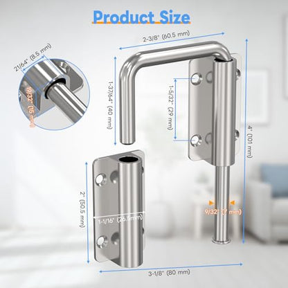 Sliding Door Loop Lock Latch, 2-3/8 Inch Door Latch Silver 2PCS - color: Silver-2 Pcs