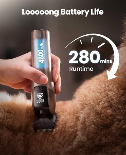 oneisall Professional Dog Clippers for Grooming Thick Hair, 9000RPM 5 Speed - color: Gold