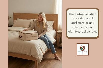 100% Cotton Cashmere & Wool Storage Bag – Breathable Sweater Storage Bag for Cashmere, Wool, Knitwear & Delicate Garments – Dust & Moisture Protection - size: Cashmere Bag
