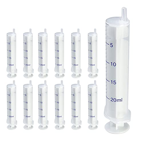 12 Pack 20 ml Plastic Syringe, Luer Slip Syringe Without Needle No Rubber Ring Used in Scientific Laboratories, Liquid refilling, DIY Crafts, Scientific Labs By Labfil - size: 20ML Plastic Syringe