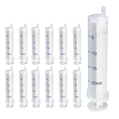 12 Pack 20 ml Plastic Syringe, Luer Slip Syringe Without Needle No Rubber Ring Used in Scientific Laboratories, Liquid refilling, DIY Crafts, Scientific Labs By Labfil - size: 20ML Plastic Syringe
