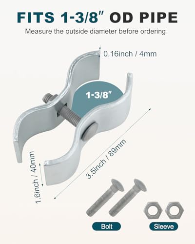 20 Sets 1-3/8 inch Dog Kennel Clamps for OD Round Pipe - size: 20 Sets-1-3/8 inch