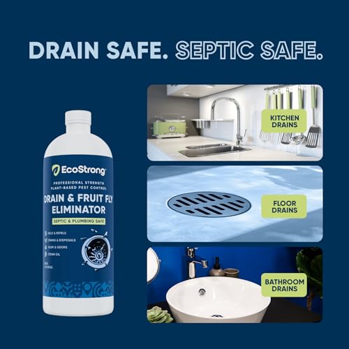 Fruit Fly Drain Treatment | Drain Fly Eliminator | Eliminates Gnats, Sewer Flies and More - Works in All Drains - 32 Fl Oz (Pack of 2) - size: 32 (Pack of 2)