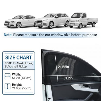 2 Pack Stretchy Mesh Car Front Side Window Shades, Bug UV Protection Mosquito Net, Breathable Blackout Privacy Baby Car Window Screens, Universal 95% Cars SUVs Camping Accessories - size: Front Side Window Shade