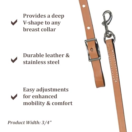 Circle Y Sharon Camarillo Breast Collar Tie-Up Wither Strap | Lightweight Durable Leather Adjustable Strap for Improved Mobility & Comfort | Horse Tack for Barrel Racing & Leisure Riding