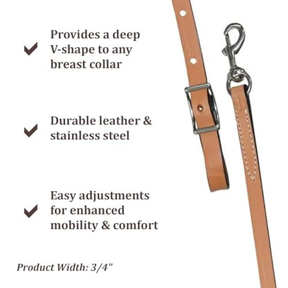 Circle Y Sharon Camarillo Breast Collar Tie-Up Wither Strap | Lightweight Durable Leather Adjustable Strap for Improved Mobility & Comfort | Horse Tack for Barrel Racing & Leisure Riding