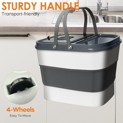 HOYTAMDAR 35lbs Collapsible Dog Food Storage Container,Rolling Wheels - color: Grey-35lbs