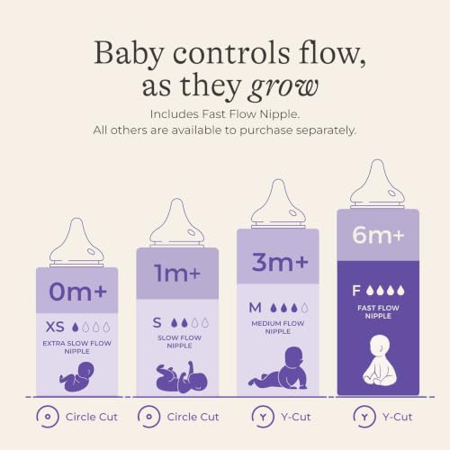 Lansinoh NaturalWave Baby Bottle Nipples, Fast Flow (F), 2 Count - size: 2 Count (Pack of 1), style: Fast-Flow