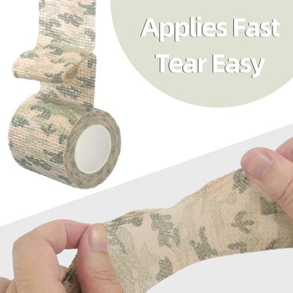 IndigoCase 6 Pack Self Adhesive Bandage Wrap 2 Inch x 5 yd Elastic Tape - color: Camo-grass, size: 2 Inch - 6 Pack