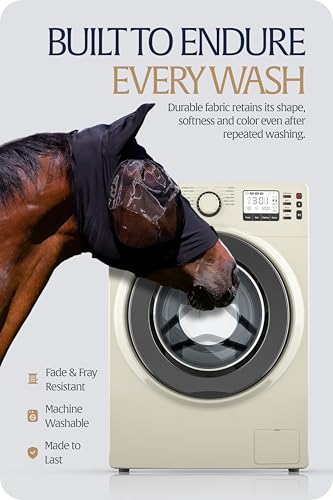 Equinavia Bug Out Horse Fly Mask, Soft Stretch Equine Fly Mask with Ears - color: Black, size: Cob