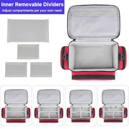 LEFOR·Z Small Medical Bag,First Aid Bag Empty,Home Health Nurse Bag with Detachable Divider,Medical Supplies Storage Tote for Nursing Student,Therapist,Doctors,Red(11.7x7.6x8inch) - style: Red-small