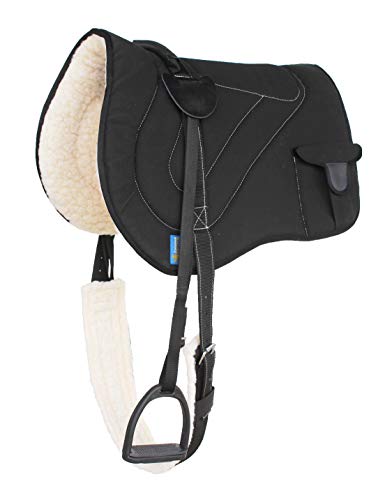 Horse Saddle PAD Trail Fleece Padded Adjustable Bareback Pad Pocket Stirrups 39193 - color: Black, size: Bareback Pad: 22" L x 36" W Cinch: 31" L x 3" W
