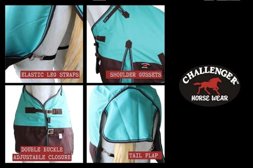 Challenger 1200D Turnout Rain Horse Sheet Light Winter Blanket 371 - color: Turquoise Brown, size: 76 inches