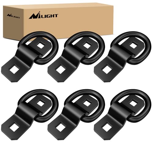Nilight 6Pcs 3/8” Steel Heavy Duty Truck Tie Down Anchors | 6000 Pound Tie Down Rings Hooks for Trucks Trailers Boats RV Campers Vans Kayaks Motorcycles Deliveries ATVs,Black - color: 3/8" 6Pcs Black