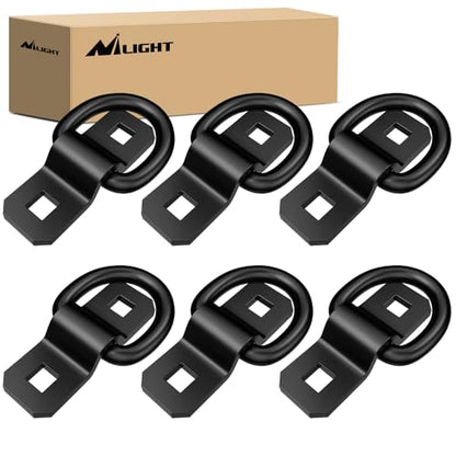 Nilight 6Pcs 3/8” Steel Heavy Duty Truck Tie Down Anchors | 6000 Pound Tie Down Rings Hooks for Trucks Trailers Boats RV Campers Vans Kayaks Motorcycles Deliveries ATVs,Black - color: 3/8" 6Pcs Black
