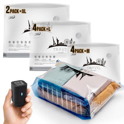 TAILI Vacuum Storage Bags with Cordless Pump, 10 Pack(4M+4L+2XL) - size: 10 Travel
