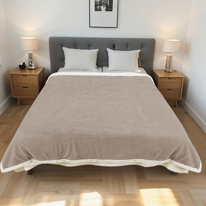 Electric Heated Blanket 62"x84" Twin Size - Light Brown | Safe All Night, Dual-Sided Microplush Sherpa for Bedroom Use, 4 Heat Settings & 10 Hours Auto Off, Machine Washable - color: 20-light Brown, size: Twin(62"x84")
