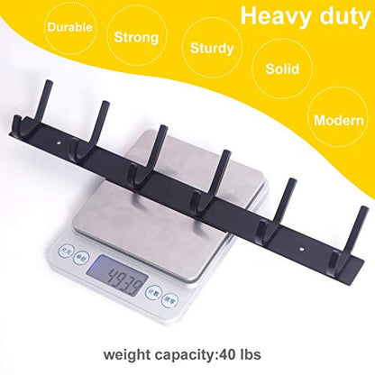 WEBI Coat Rack Wall Mounted,17-1/8 Inch Hooks for Hanging Coats,Heavy Duty Metal Hook Rail with 6 Double Dual Hooks Hanger Wall Mount for Purse Clothes Jacket Backpack Entryway,Black - size: 6 Hooks