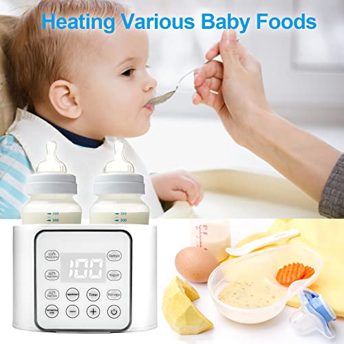 Baby Bottle Warmer 9-in-1 Multifuntion Breast Milk Warmer, Fast Baby Food Heater and Defrost Warmer with Timer for Twins, LCD Display Accurate Temperature Adjustment, 24H Constant Mode - color: Bright White