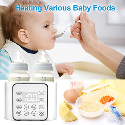 Baby Bottle Warmer 9-in-1 Multifuntion Breast Milk Warmer, Fast Baby Food Heater and Defrost Warmer with Timer for Twins, LCD Display Accurate Temperature Adjustment, 24H Constant Mode - color: Bright White
