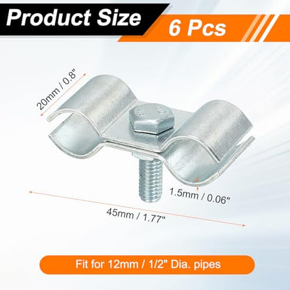HARFINGTON 6pcs Chain Link Fence Panel Clamps 15/32" Galvanized Dog Kennel Clamps Fence Connector Temporary Dog Cage Hardware Parts with Bolts and Nuts for Round Pipe Panel Frame Cage - size: 15/32"