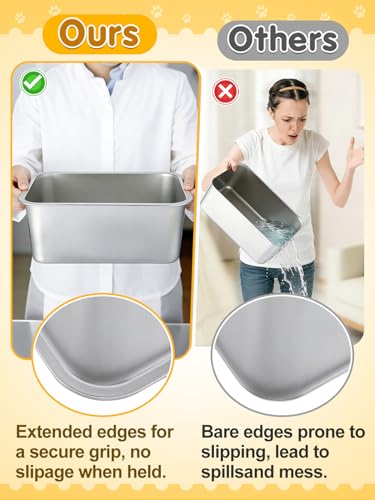 MEWTOGO 2Pcs 4 Gallons Food Grade Stainless Steel Extra Large Dog Bowls - size: 4 Gallons