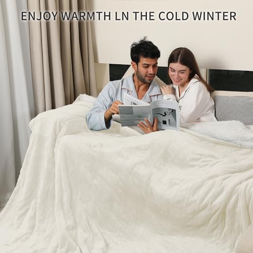 Electric Blanket King Size, Dual Control, White, 100" x 90" - color: White, size: King-100"x90"