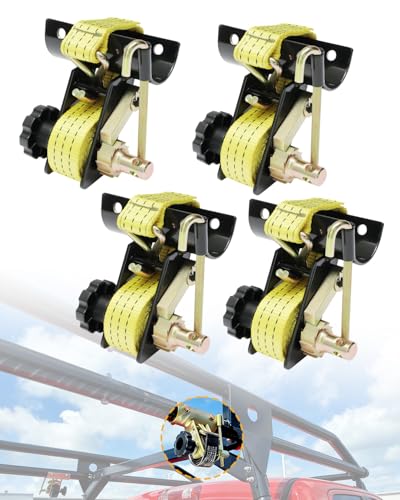Ladder Rack Straps, Rack Ratchet Straps, Truck/Lumber/Pipe/Roof Rack Straps - color: Yellow (4 pcs), size: Black Round Tube