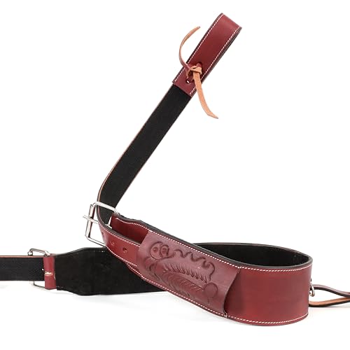 Western Leather Horse Girth Adjustable Rear Flank Back Cinch Girth with Metal Buckles for Horse Riding
