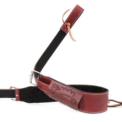 Western Leather Horse Girth Adjustable Rear Flank Back Cinch Girth with Metal Buckles for Horse Riding