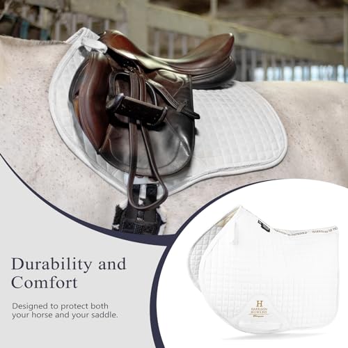 Harrison Howard Close Contact Saddle Pad Non-Slip Suede Outer Perfect for Use with Jumping Saddles - color: White