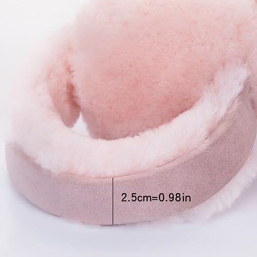MaxW Wool Ear Muffs for Winter Women Men Fluffy Earmuffs Soft Cozy Ear Warmers Outdoor Ear Covers for Cold Weather - color: A-pink
