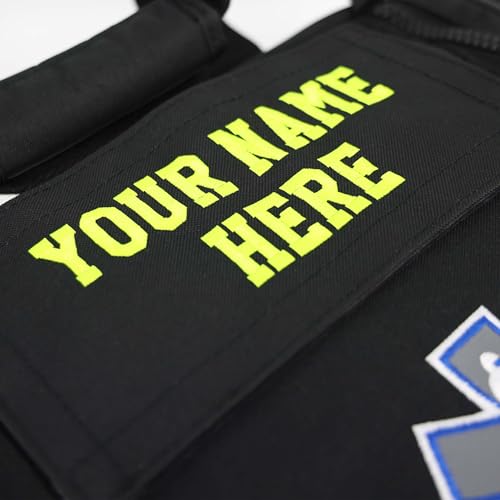Lightning X Personalized EMT Trauma Bag – Large ALS Medical Bag with 6 Color-Coded Pouches, MOLLE Panel, Waterproof Bottom, Reflective EMS Gear, Custom Embroidered Name or Logo | LXMB35 - color: Black