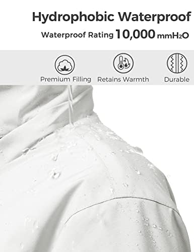 wantdo Girls Winter Ski Coat Fleece Snowboarding Jacket Waterproof 10000mm | Removable Hood, Chest Pocket, Fleece Lining, Windproof, Machine Washable - color: White, size: 6-7