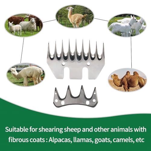 Sheep Shears Blades Curved Wool Shearing Comb and Cutter Blade Set for Alpaca Goats Wool Cutter Grooming Trimmer(13T Scimitar+Front Blade) - size: 13T scimitar+front blade