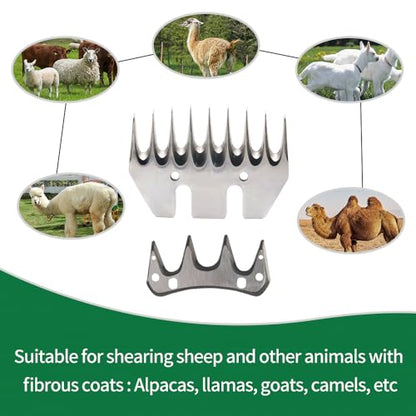 Sheep Shears Blades Curved Wool Shearing Comb and Cutter Blade Set for Alpaca Goats Wool Cutter Grooming Trimmer(13T Scimitar+Front Blade) - size: 13T scimitar+front blade
