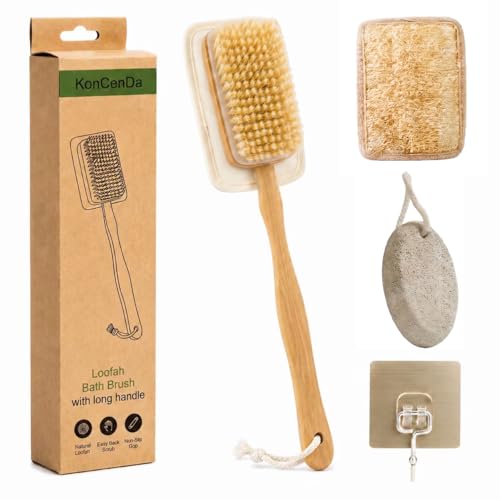 Back Scrubber for Shower, Long Handle Boar Bristle Body Brush | Exfoliating,Wet & Dry Use,Durable Wooden Handle,Self-Care Gift,Shower Essential,Ergonomic Grip,Full Back Coverage