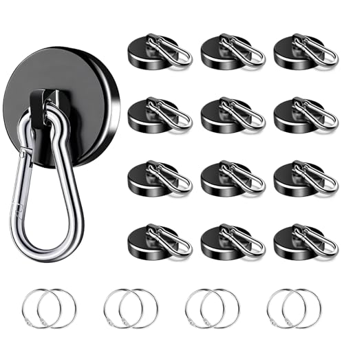 200Lbs Magnetic Carabiner Hooks, 12 Pack Black Strong Magnetic Hooks - style: 200lb-12P