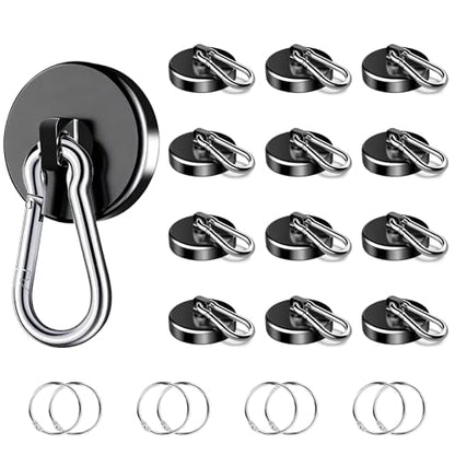 200Lbs Magnetic Carabiner Hooks, 12 Pack Black Strong Magnetic Hooks - style: 200lb-12P
